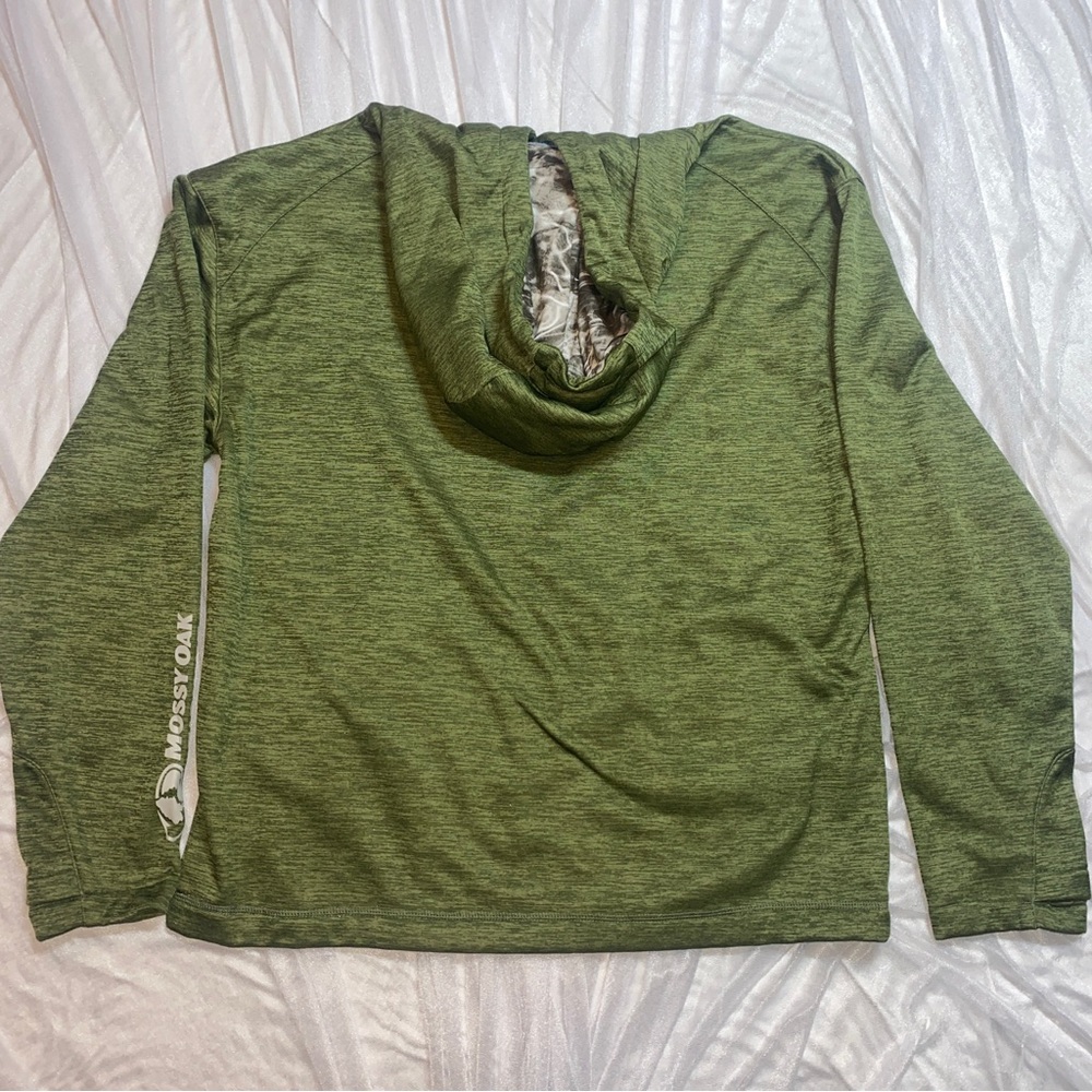 Men’s Mossy Oak Performance Hoodie Green Size L Hunting/Fishing Pullover - Picture 3 of 4